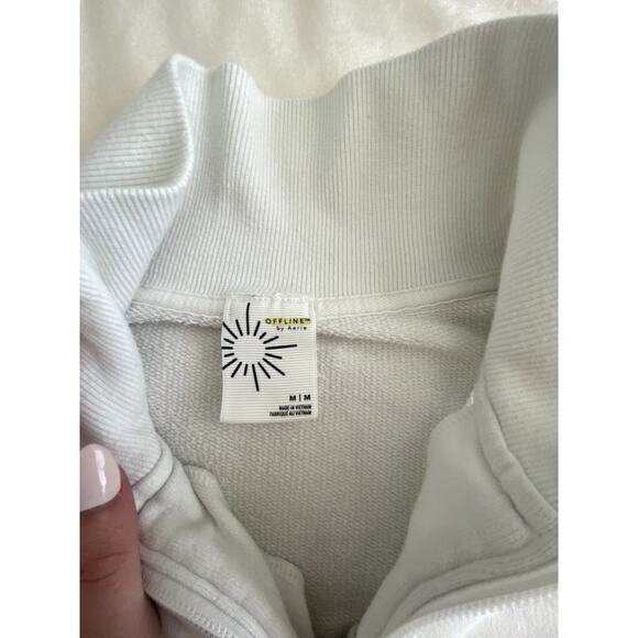 Offline by Aerie Throw-Back Corset Cropped 1/4 Zip White Size Medium - Picture 5 of 7